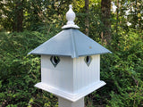 Bird House - 2 Nesting Compartments - Handmade - Metal Predator Guards - Weather Resistant - Pole Not Included - Birdhouse Outdoor