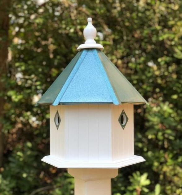 Bird House - 3 Nesting Compartments - Handmade - Metal Predator Guards - Weather Resistant - Pole Not Included - Birdhouse Outdoor