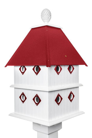 Birdhouse Handmade Choose Roof Color Vinyl PVC Bird house With 8 Nesting Compartments and Metal Predator Guards, Weather Resistant