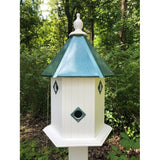 Bird House - 6 Nesting Compartments - Handmade - Large - Metal Predator Guards - Weather Resistant - Pole Not Included - Birdhouse Outdoor