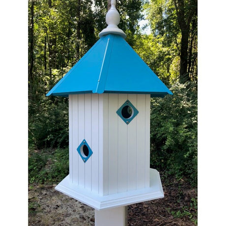 Bird House - 6 Nesting Compartments - Handmade - Large - Metal Predator Guards - Weather Resistant - Pole Not Included - Birdhouse Outdoor