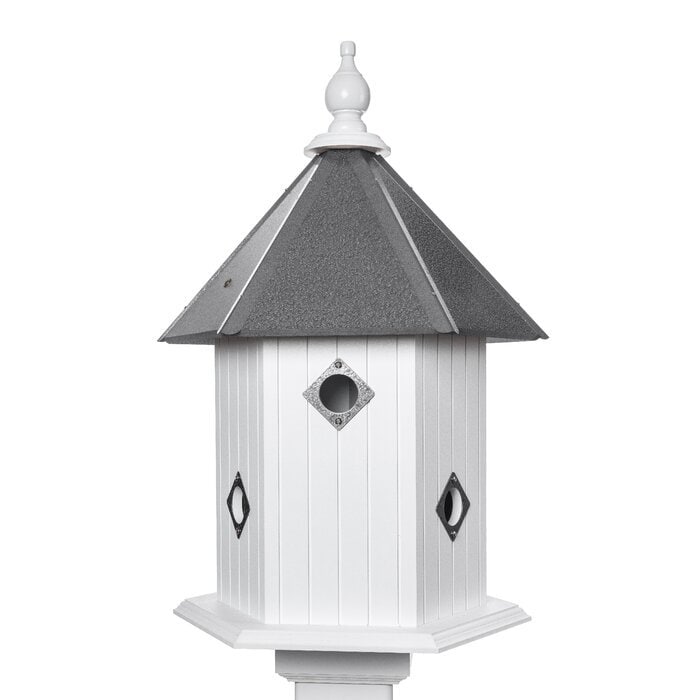 Bird House - 6 Nesting Compartments - Handmade - Large - Metal Predator Guards - Weather Resistant - Pole Not Included - Birdhouse Outdoor