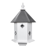 Bird House - 6 Nesting Compartments - Handmade - Large - Metal Predator Guards - Weather Resistant - Pole Not Included - Birdhouse Outdoor