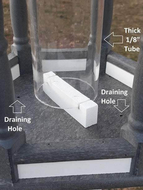 Bird Feeder - Poly Lumber - Amish Handmade - Weather Resistant - Premium Feeding Tube - Easy Mounting on 4"x4" Post