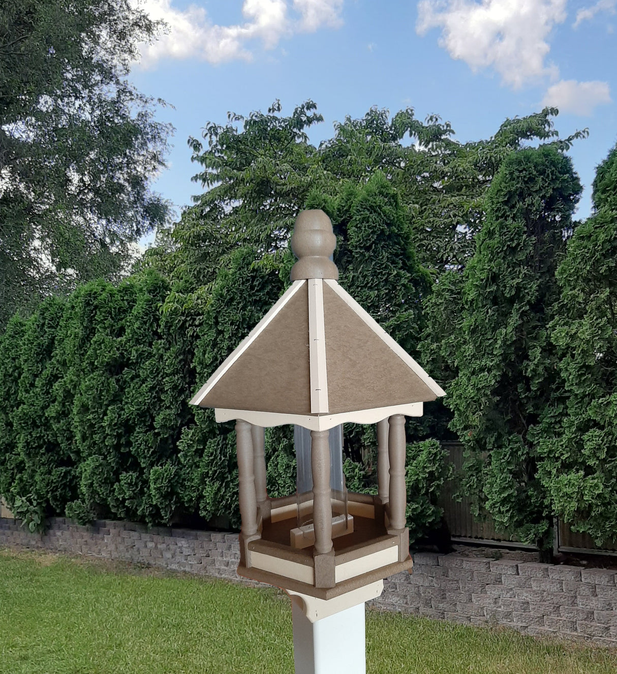 Bird Feeder - Large - Poly Lumber - Amish Handmade - Weather Resistant - Premium Feeding Tube- Easy Mounting - Bird Feeders for The Outdoors