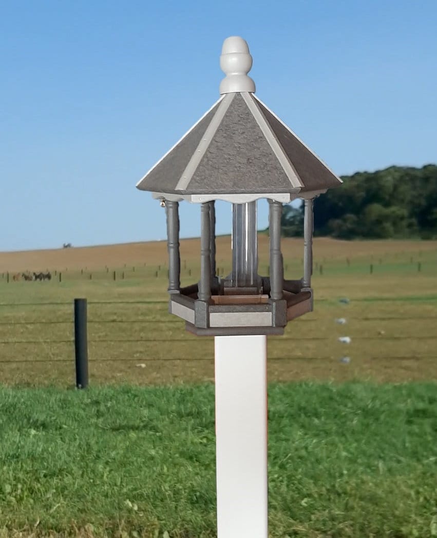 Bird Feeder - Large - Poly Lumber - Amish Handmade - Weather Resistant - Premium Feeding Tube- Easy Mounting - Bird Feeders for The Outdoors