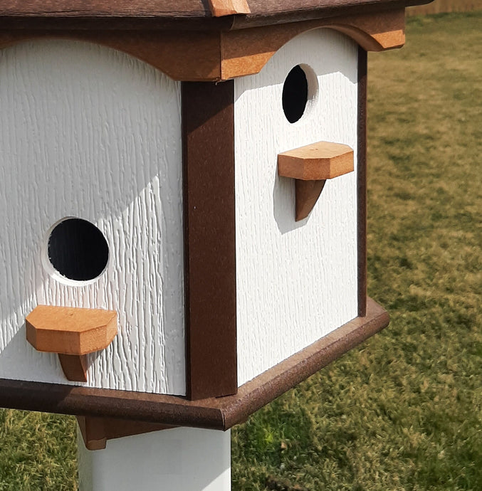 Bird House - Amish Handmade - X-Large 6 Nesting Compartments - Poly Lumber Bird House - Amish Outdoor Birdhouse