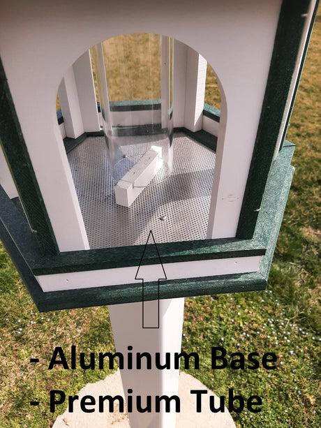 Bird Feeder - Large - Amish Handmade - Arch Design - Weather Resistant Poly Lumber - Premium Feeding Tube - Easy Mounting on 4"x4" Pole/Post