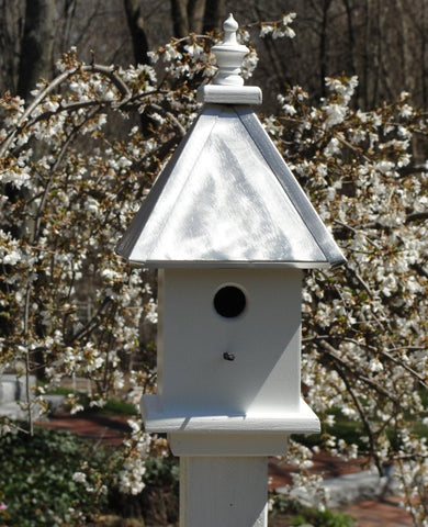 Wooden Birdhouse Handmade With 1 Nesting Compartment, Aluminum Roof