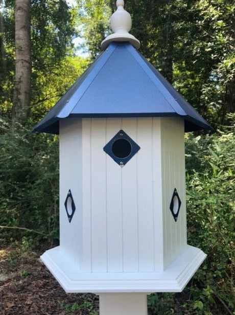 Bird House - 6 Nesting Compartments - Handmade - Large - Metal Predator Guards - Weather Resistant - Pole Not Included - Birdhouse Outdoor