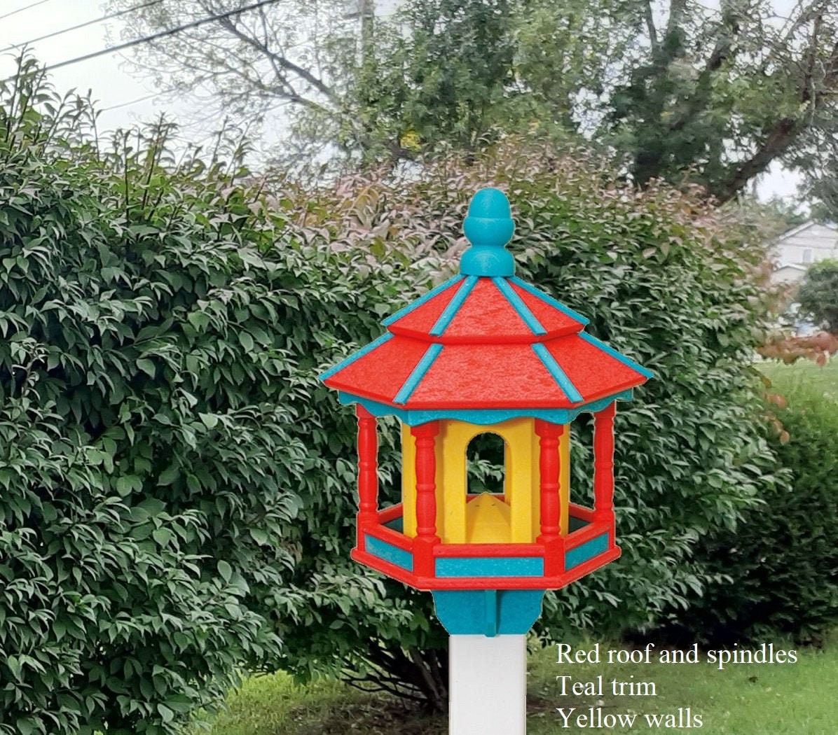 Amish Bird Feeder Handmade - Poly Lumber Weather Resistant - Easy Mounting on 4"x4" Pole/Post - Bird Feeders For the Outdoors