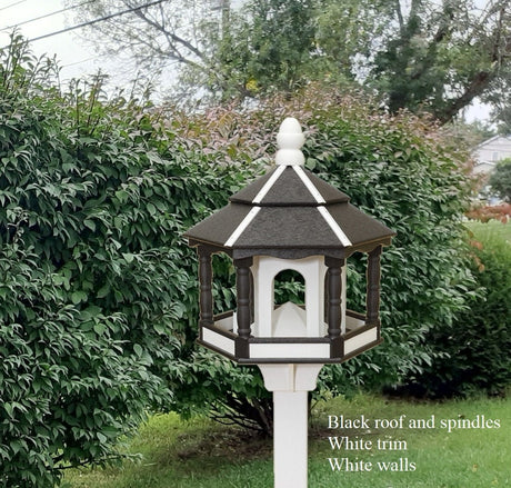 Poly Bird Feeder - Amish - Handmade - Large Size - x- Large Feeding Opening - Poly Lumber Weather Resistant - Bird Feeder For the Outdoor