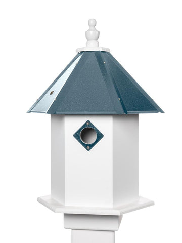 Songbird Birdhouse Handmade Choose Your Roof Color, 1 Nesting Compartments and Metal Predator Guards Vinyl PVC Weather Resistant