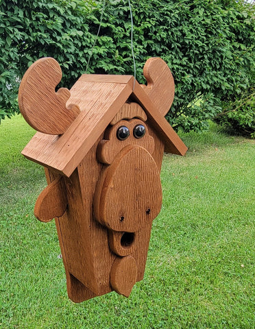 Hanging Moose Bird House - 1 Nesting Compartments - Amish Handmade - Birdhouse Outdoor