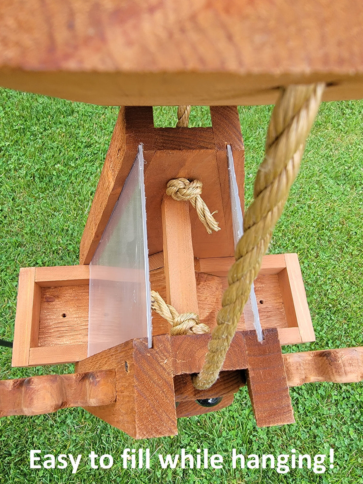 Bird Feeder - Hanging - Moose Bird Feeder - easy to Fill - Amish Handmade Bird Feeders for the Outdoor