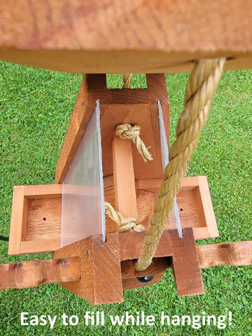 Bird Feeder - Hanging - Moose Bird Feeder - easy to Fill - Amish Handmade Bird Feeders for the Outdoor