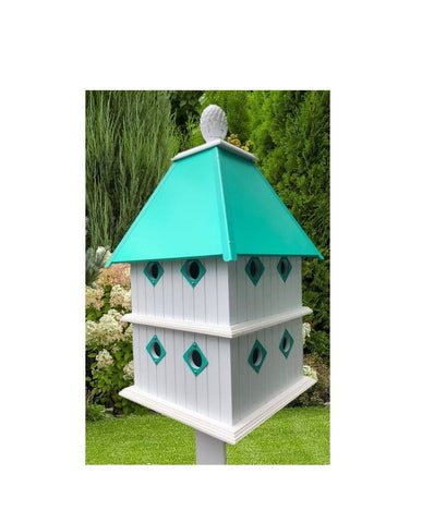 Birdhouse Handmade Choose Roof Color Vinyl PVC Bird house With 8 Nesting Compartments and Metal Predator Guards, Weather Resistant