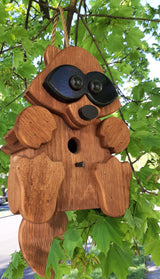 Racoon Hanging Bird House - 1 Nesting Compartments - Amish Handmade - Birdhouse Outdoor - Bird Lovers