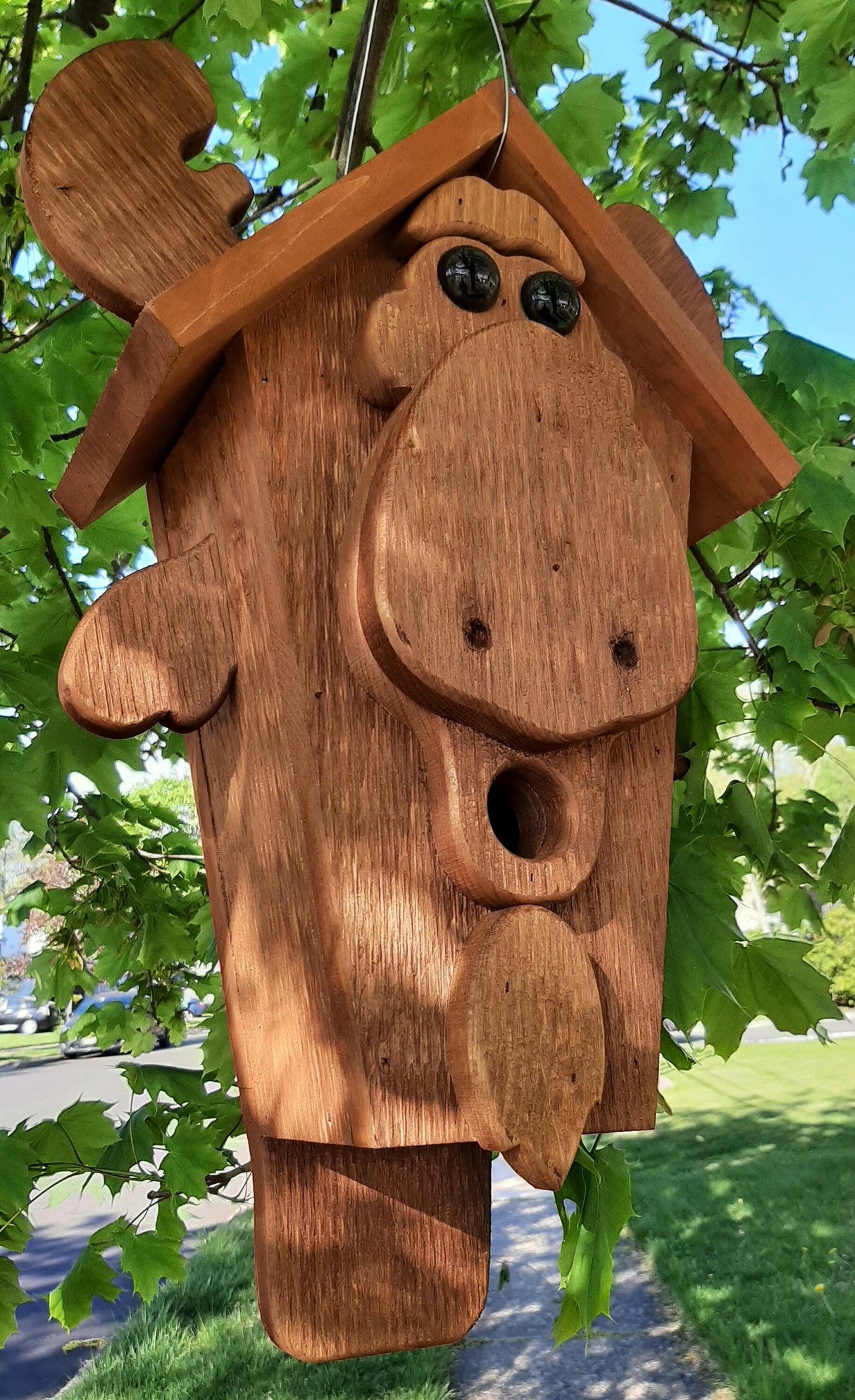 Bird Feeder - Hanging - Moose Bird Feeder - easy to Fill - Amish Handmade Bird Feeders for the Outdoor