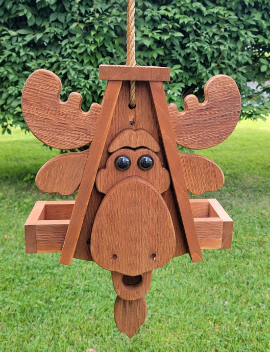 Bird Feeder - Hanging - Moose Bird Feeder - easy to Fill - Amish Handmade Bird Feeders for the Outdoor