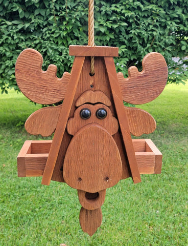 Bird Feeder - Hanging - Moose Bird Feeder - easy to Fill - Amish Handmade Bird Feeders for the Outdoor