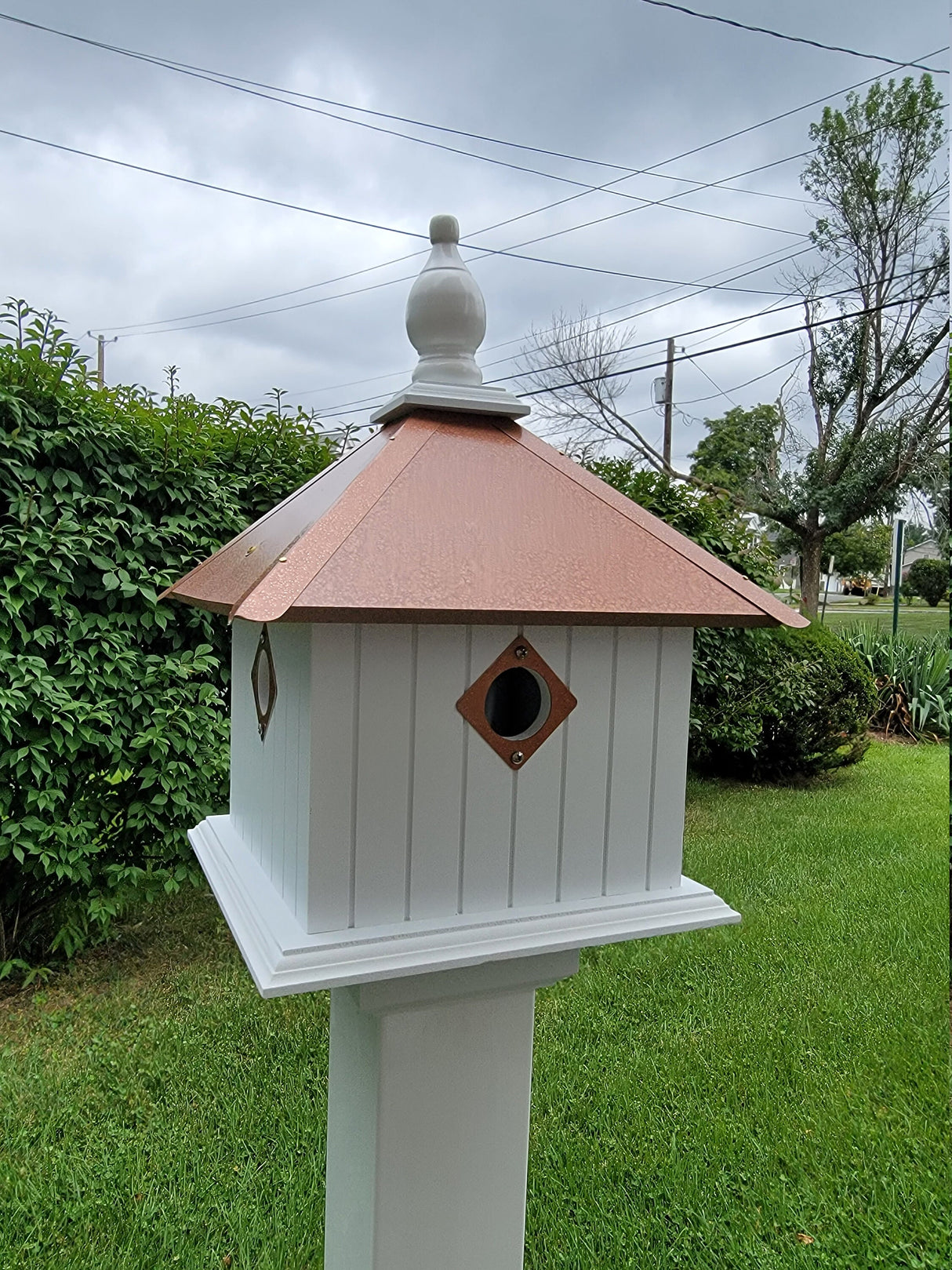 Bird House - 2 Nesting Compartments - Handmade - Metal Predator Guards - Weather Resistant - Pole Not Included - Birdhouse Outdoor