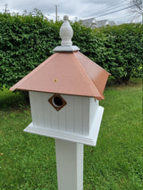 Bird House - 2 Nesting Compartments - Handmade - Metal Predator Guards - Weather Resistant - Pole Not Included - Birdhouse Outdoor