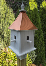 Load image into Gallery viewer, Bird House Handmade With 4 Nesting Compartments Weather Resistant Post Not Included Copper Birdhouse Outdoor
