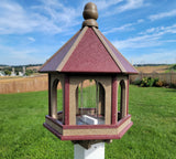 Amish Bird Feeder - Handmade - Arch Design - Large - Weather Resistant Poly Lumber - Premium Feeding Tube - Easy Mounting on 4"x4" Pole/Post