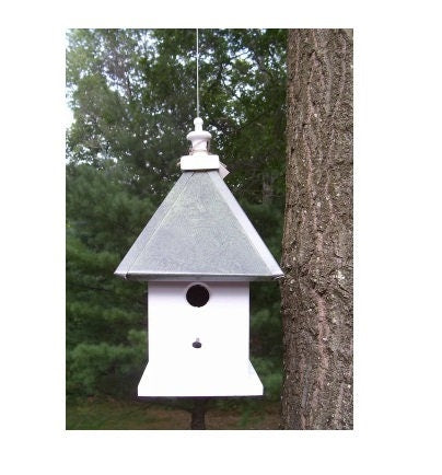 Bird House - 1 Nesting Compartment - Hanging - Handmade - Aluminum Roof - Weather Resistant - Birdhouse Outdoor