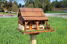 Load image into Gallery viewer, Western Bird Feeder Amish Handmade Large, Cedar Roof, Yellow Pine and White Stones
