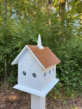 Load image into Gallery viewer, Chapel Birdhouse Handmade, Choose Roof Color, Bird House For The Outdoors, Pole Not Included
