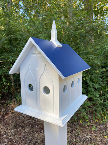 Chapel Birdhosue Handmade, Choose Roof Color, Bird House For The Outdoors, Pole Not Included