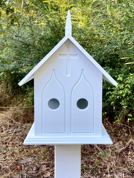 Chapel Birdhosue Handmade, Choose Roof Color, Bird House For The Outdoors, Pole Not Included