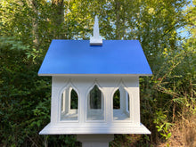 Load image into Gallery viewer, Chapel Bird Feeder Handmade, Choose Roof Color, Gothic Arches Design, Pole Not Included
