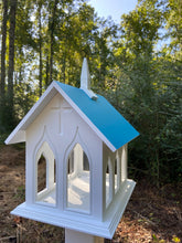 Load image into Gallery viewer, Chapel Bird Feeder Handmade, Choose Roof Color, Gothic Arches Design, Pole Not Included
