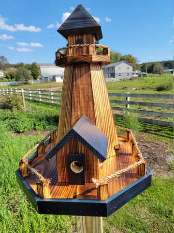 Bird Feeders and House Amish Handmade, Wooden Combo Birdhouse and Feeder