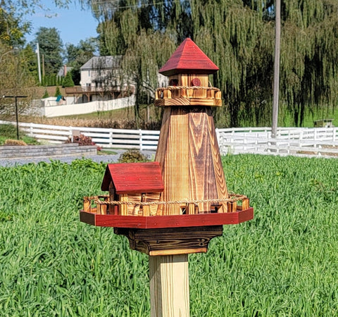 Bird Feeders and House Amish Handmade, Wooden Combo Birdhouse and Feeder