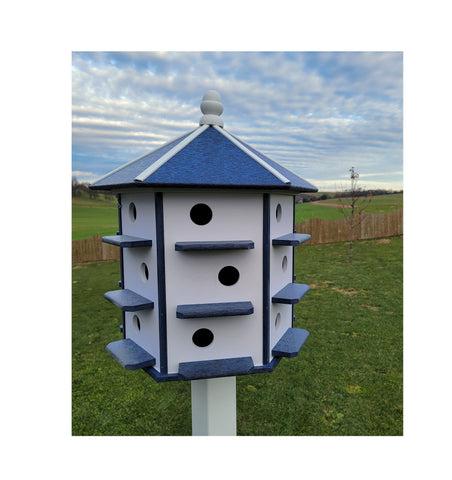 Purple Martin Birdhouse - 18 Nesting Compartments - Amish Handmade - X-Large Weather Resistant - Made of Poly Lumber - Birdhouse Outdoor