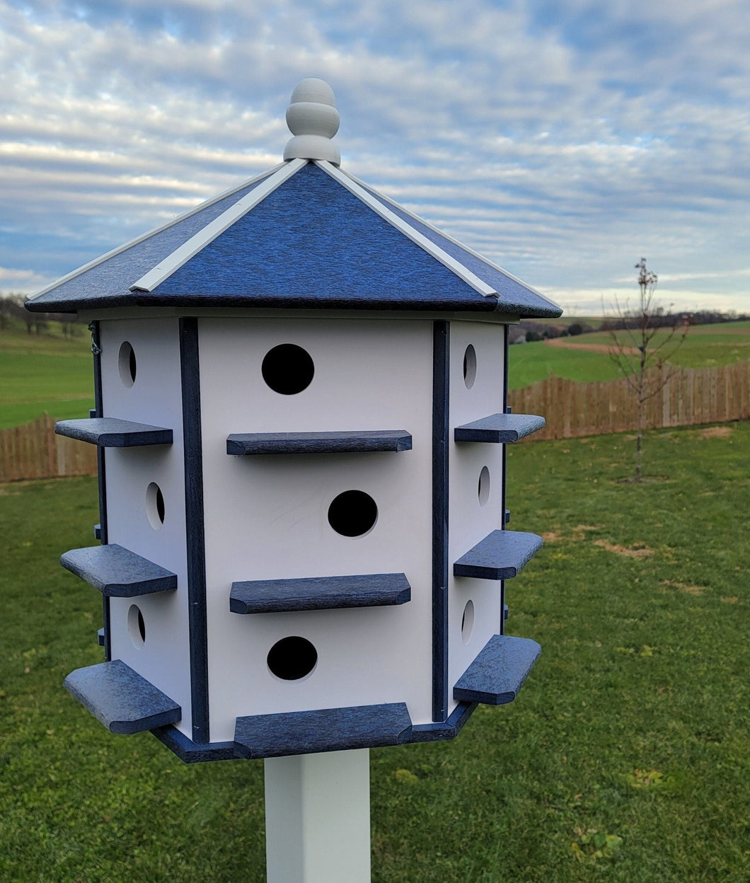 Purple Martin - Bird House - 18 Nesting Compartments - Amish Handmade - X-Large Weather Resistant - Made of Poly Lumber - Birdhouse Outdoor