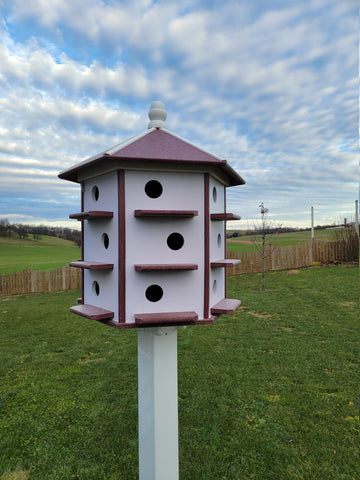 Purple Martin - Bird House - 18 Nesting Compartments - Amish Handmade - X-Large Weather Resistant - Made of Poly Lumber - Birdhouse Outdoor