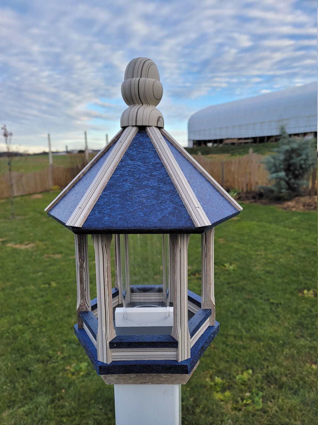 Amish Bird Feeder Handmade Poly Lumber Weather Resistant - Premium Feeding Tube - Post Mounted / Hanging Bird Feeders Outdoors