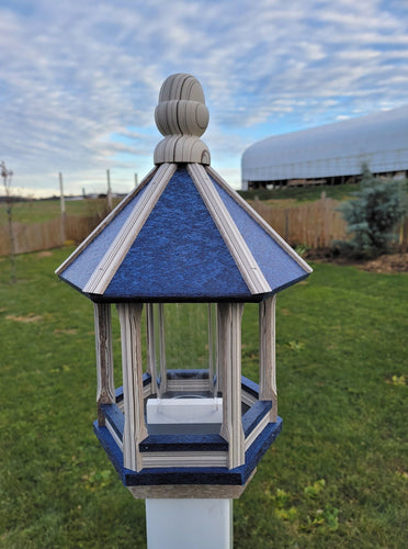 Amish Bird Feeder Handmade Poly Lumber Weather Resistant - Premium Feeding Tube - Post Mounted / Hanging Bird Feeders Outdoors