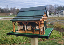 Load image into Gallery viewer, Western Bird Feeder Amish Handmade Large, Cedar Roof, Yellow Pine and White Stones
