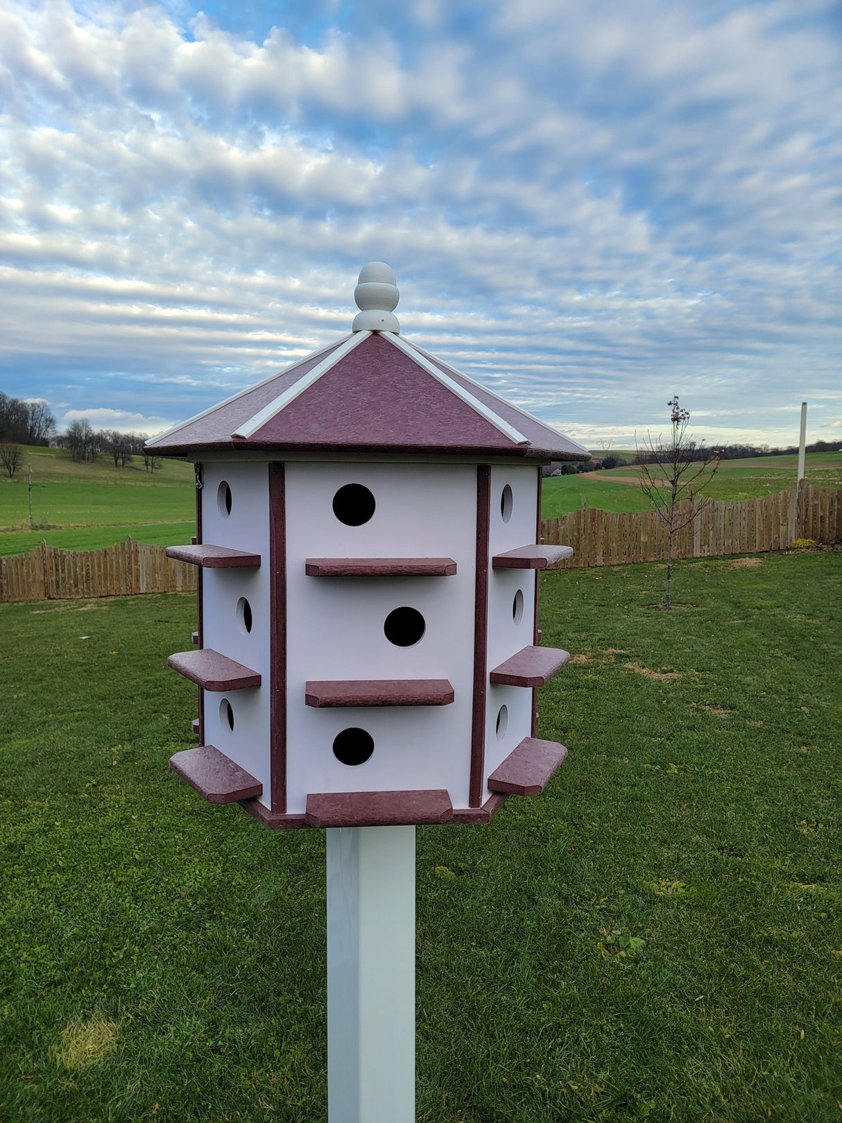 Purple Martin - Bird House - 18 Nesting Compartments - Amish Handmade - X-Large Weather Resistant - Made of Poly Lumber - Birdhouse Outdoor