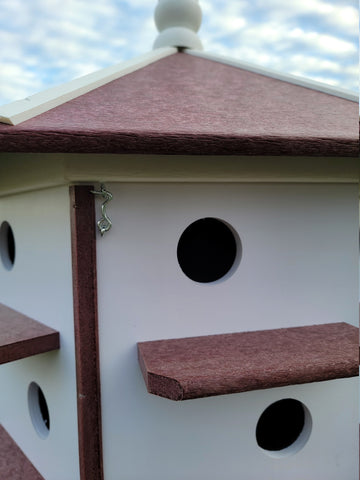 Purple Martin Birdhouse - 18 Nesting Compartments - Amish Handmade - X-Large Weather Resistant - Made of Poly Lumber - Birdhouse Outdoor