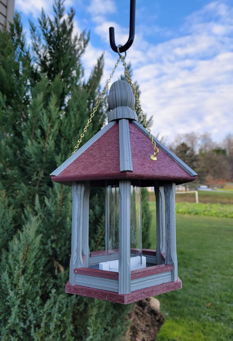 Hanging Bird Feeder Amish Made Poly Lumber Weather Resistant Premium Feeding Tube - Choose Hanging/Post Mounted Bird Feeders