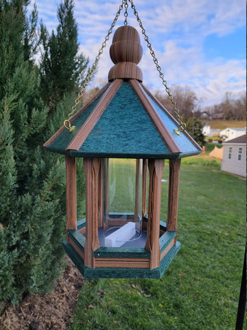 Hanging Bird Feeder Amish Made Poly Lumber Weather Resistant Premium Feeding Tube - Choose Hanging/Post Mounted Bird Feeders