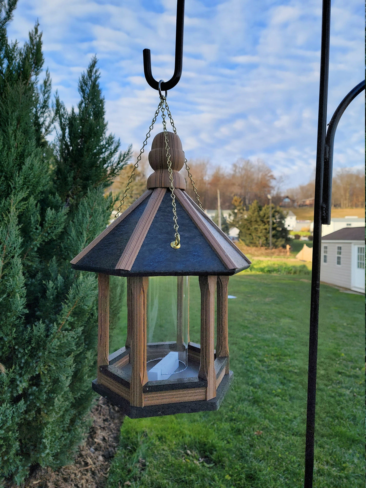 Hanging Bird Feeder Amish Made Poly Lumber Weather Resistant Premium Feeding Tube - Choose Hanging/Post Mounted Bird Feeders