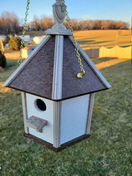 Amish Made Hanging Bird House, Handcrafted Gazebo Birdhouse 1 Nesting Compartment